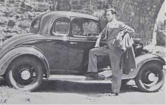 Black and white image of a 1930's car
